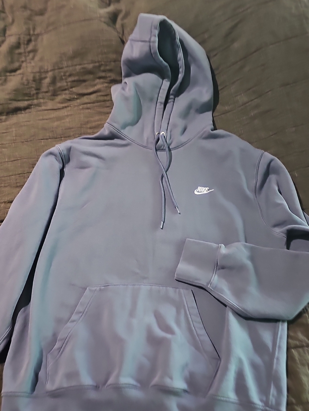 Nike Blue Pullover Hoodie with Embroidered White Swoosh